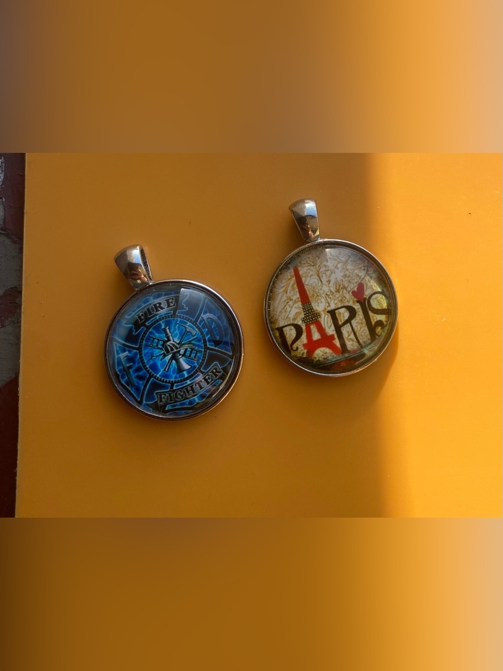 2 Piece Bundle of Glass Cabochon Charm Pendants / Keychain / DIY Jewelry (pendan